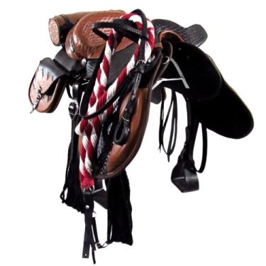 Imagem de Sela De Cabeça M.M Marrom e Caramelo C/Alforje Porta Whisky