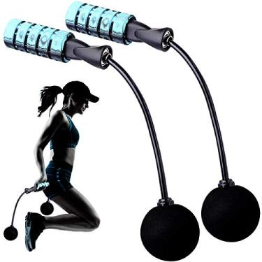 Imagem de Corda de pular, corda de velocidade de fitness, corda de pular, corda de pular pesada para academia, queima de gordura fitness, equipamento boxe treino de salto, exercício de perda de peso para adultos, crianças, mulheres (azul)