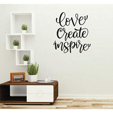 Imagem de Adesivo de frase Love, Create, Inspire tamanho 50cm x 55cm