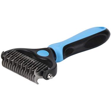 Imagem de NiDawi Pet Desmate Pente de cuidados com anéis para escova de pelos para cães e gatos longos (grande, azul)