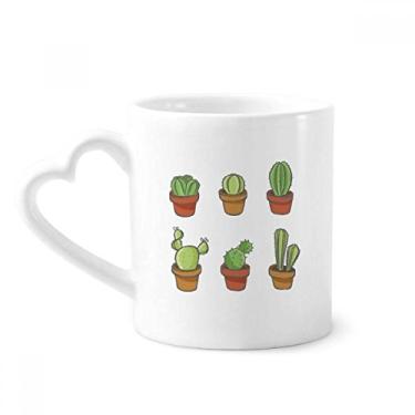 Imagem de Suculentas Cacto Vaso com Estampa de Planta Ilustração Caneca Café Cerâmica Copo de Coração de Vidro
