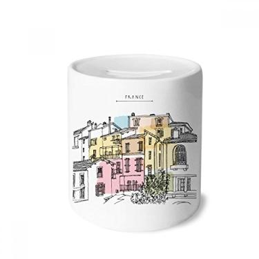Imagem de DIYthinker Caixa de dinheiro colorida com pintura da França da Cidade, porta-moedas de cerâmica, presente de cofrinho