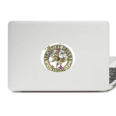 Imagem de Adesivo circular de borboleta com emblema de mola de vinil para laptop, adesivo para notebook