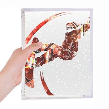 Imagem de Caderno esportivo em aquarela com ilustração de esqui e folhas soltas diário recarregável