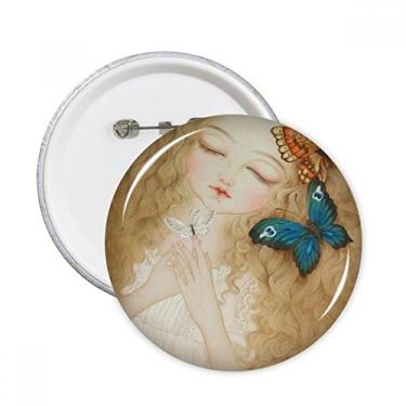 Imagem de Vestido Borboleta Pretty Girl Pintura Chinesa Pinos Redondos Emblema Decoração de Roupas Presente 5 peças