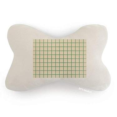 Imagem de DIYthinker Almofada de almofada para apoio de cabeça com estampa decorativa de grade branca verde