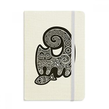 Imagem de Caderno com estampa de peixe gato branco preto oficial capa dura diário clássico