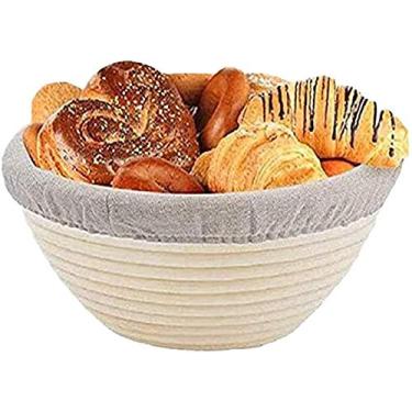 Imagem de Cesta redonda à prova de pão, cesta de ratã, feita à mão, tigela de ratã, pão caseiro para crescer massa, ferramenta profissional para assar padeiros, cestas para atualização de massa de fermento-C