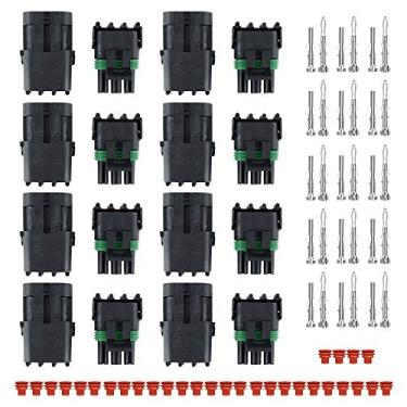 Imagem de MUYI Kit de 10 conectores elétricos impermeáveis com 3 pinos série 2,5 mm terminais Weatherpack conectores