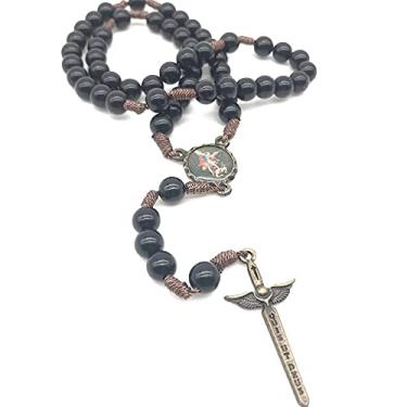 Imagem de Terço De São Miguel Arcanjo Preto Resina 8 Mm