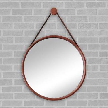 Imagem de Espelho Redondo Decorativo Adnet 60cm Moldura Alumínio Cobre Com Alça