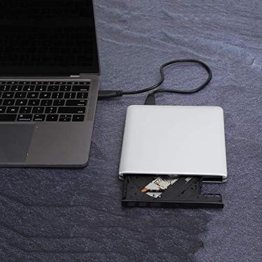 Imagem de Leitor de gravador de CD DVD externo portátil USB 3.0 gravador fino CD DVD CD RW gravador para laptop notebook PC compatível com Mac e Win 98SE ME 2000 XP 7 8 10 (prata)