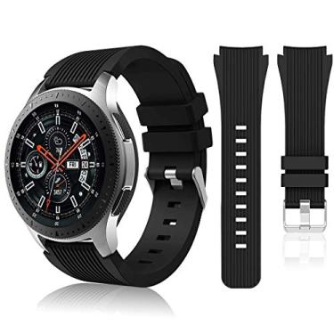 Imagem de HSWAI Compatível com Samsung Galaxy Watch 46 mm/Gear S3 Frontier, pulseiras clássicas de relógio/Galaxy Watch 3 de 45 mm, pulseira de silicone macio de 22 mm, pulseira esportiva para