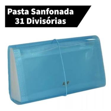 Imagem de Pasta Sanfonada Pequena Cheque 31 Divisórias 14,5X26cm Acp Para Transp