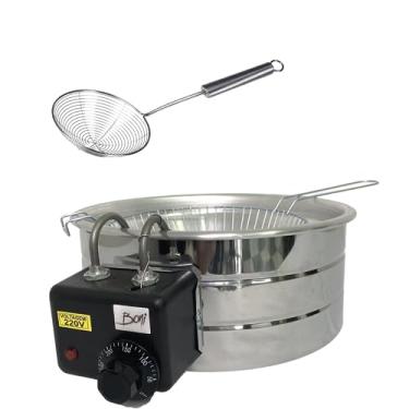 Imagem de Fritadeira Elétrica Industrial Tacho 3,5L + Escumadeira Inox 13cm - Boni (220)