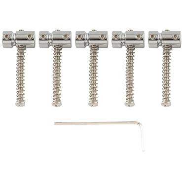 Imagem de Musiclily Pro 17mm Carrinhos Baixo Saddles de Aço para 5 Cordas Precision/Jazz Bass, Cromado (5 Peças)