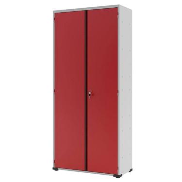 Imagem de Armário Aço Escritório Fechadura 4 Prateleiras Vermelho