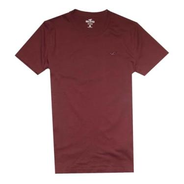 Imagem de Hollister Camiseta masculina estampada - gola V - gola redonda, Borgonha 0025-520, M