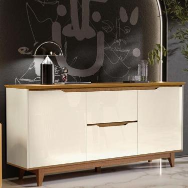 Imagem de Aparador Buffet Flow 2 Portas 2 Gavetas Pés Madeira Maciça Off White/freijo Off White/freijo