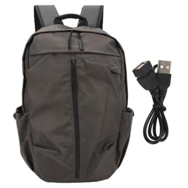 Imagem de Airshi Mochila para laptop, mochila de viagem espacial durável e espaçosa com porta de carregamento USB para uso externo (poliéster), Cinza, Polyester