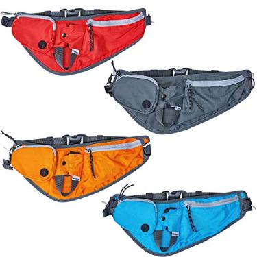 Imagem de Bolsa de cintura estilo Blueberry Blue Bumbag pochete para caminhadas e corridas – Suporte de saco de cocô embutido, bolsa de petiscos para cães, cintura ajustável e suporte de garrafa