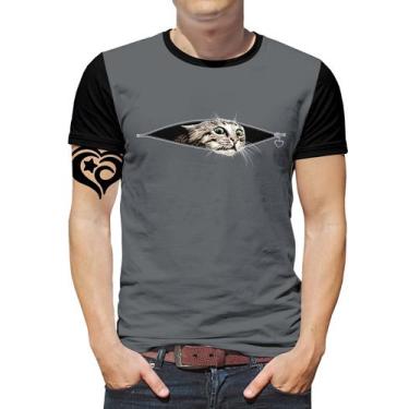 Imagem de Camiseta De Gato Masculina Blusa Animal - Alemark