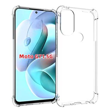 Imagem de USTIYA Capa para Motorola MOTO G71 5G Uso Resistente, Bumper Absorção Choques em TPU Transparente Protector Câmera Espessamento nas Quatro Pontas da Carcasa
