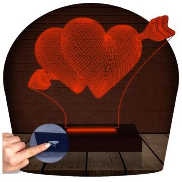 Imagem de Luminária Led Abajur  3D  Coração Namorados 2 - Rb Criações