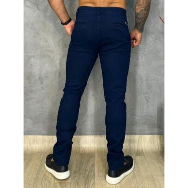 Imagem de Calça Esporte Fino Masculina Jeans Social Modelo Slim Bolso Embutido -