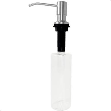 Imagem de Dona D Cor, Porta Detergente Dispenser De Embutir Inox Escovado 500ml Dosador Sabonete Liquido Embutido Pia Bancada Cozinha
