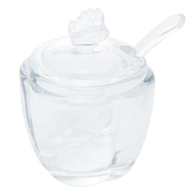 Imagem de Açucareiro De Vidro Com Colher Butterfly 8,5x8,5x11cm Wolff