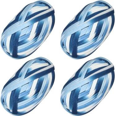 Imagem de 4 peças de fios de tecido elástico de crochê para tricô DIY, fio de tricô grosso para mão, bolsa faça você mesmo, cobertor, projetos de crochê, decoração de casa (oceano)