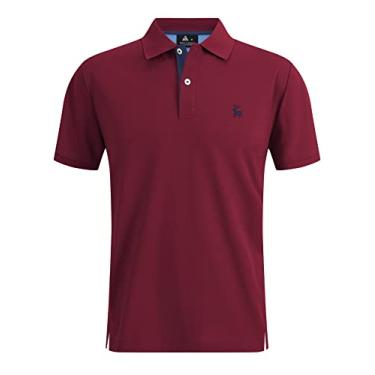 Imagem de V VALANCH Camisa polo masculina manga curta golfe absorção de umidade casual gola polo tênis, A1637-vinho tinto, G