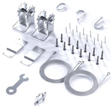 Imagem de ShadeMart Kit de montagem de guincho de aço inoxidável de 15,24 cm para triângulo, vela inclui cabos, cordas e guinchos