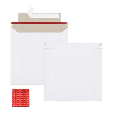 Imagem de Pacote com 100 envelopes de papelão branco para fotografia autoselante de 15,24 x 15,24 cm, envelopes para envio de fotos brancas para CD, fotos da zmybcpack