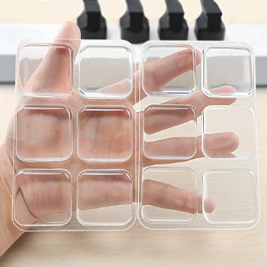 Imagem de 12 peças de protetor de parede de batente de porta, protetor de parede de maçaneta quadrada transparente, para-choque de maçaneta de borracha macia com autoadesivo forte (4 cm/quadrado, claro)