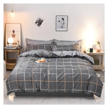 Imagem de Jogo de cama com capa de edredom de 3/4 peças, para cama de casal, edredom de microfibra arranjado, lençóis de cama (solteiro B)