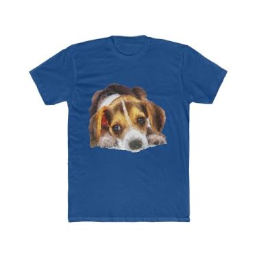 Imagem de Camiseta masculina Beagle "Daisy Mae" de algodão da Doggylips™, Azul royal liso, M