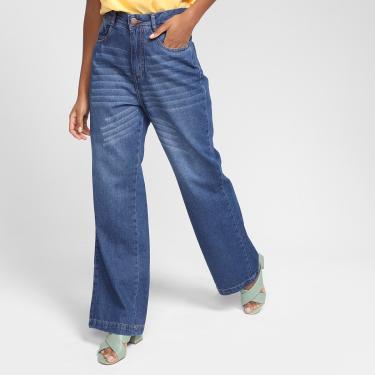 Imagem de Calça Jeans Wide Leg Ecxo Cintura Alta Feminina-Feminino