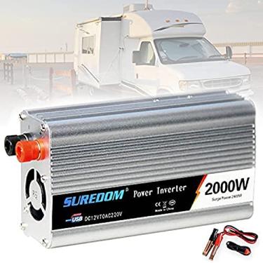 Imagem de Inversor de energia 300W 500W 600W 800W 1000W 1200W 1500W 2000W Onda senoidal pura DC 12V para AC 110V 120V Conversor de tensão com tomadas CA e porta USB para caminhões RVs Emergência domés