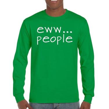 Imagem de Eww... Camiseta de manga comprida para pessoas engraçada, antissocial, humanos sugam, introvertido, anti social, clube sarcástico, geek, Verde, G