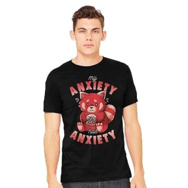 Imagem de TeeFury - Camiseta My Anxiety Has Anxiety - Animal Masculino, Panda Vermelho, Camiseta, Preto, 4G