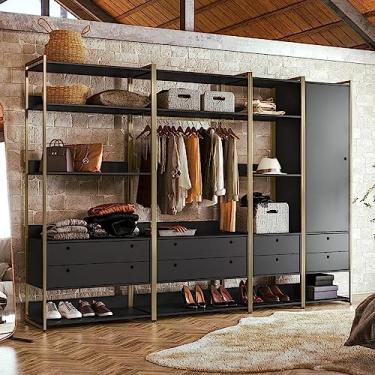 Imagem de Guarda Roupa Closet Modulado Industrial 1 Porta 8 Gavetas Olivar Preto