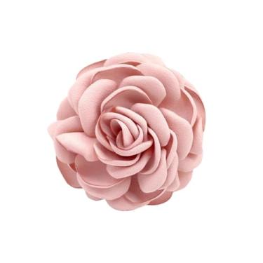Imagem de Broche de flor rosa em tecido de cetim elegante broche de camélia grande de seda alfinetes de lapela para plantas florais grampos de cabelo joias de festa de casamento para mulheres, tecido, tecido