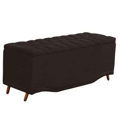 Imagem de Calçadeira Baú King Size Estofada Maitê Veludo Cor Marrom
