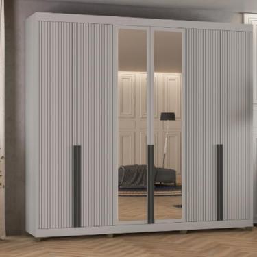 Imagem de Roupeiro Newton 6 Portas de Giro Puxador Cinza 100% Mdf CInza/Cinza/Cinza