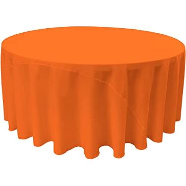 Imagem de LA Linen Toalha de mesa redonda de popelina de poliéster, 272 cm, laranja