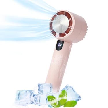 Imagem de YiiCon Ventilador portátil portátil com almofada de resfriamento de gelo e gancho, display digital, 3 modos de velocidade, ventilador pessoal recarregável tipo C para