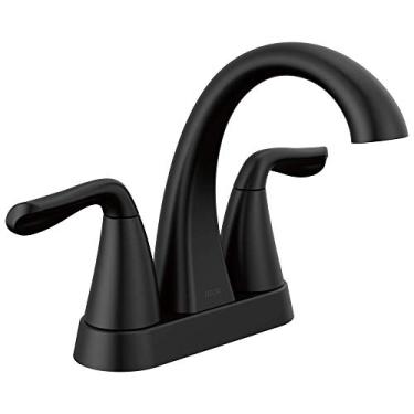 Imagem de Delta Faucet Arvo torneira de banheiro preto fosco, torneira de banheiro central, torneira de pia de banheiro, conjunto de drenagem incluído, preto fosco 25840LF-BL