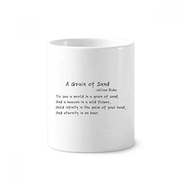 Imagem de Porta-canetas com citação de poesia famosa A Grain of Sand Brush Caneca, copo de cerâmica branco, 355 ml